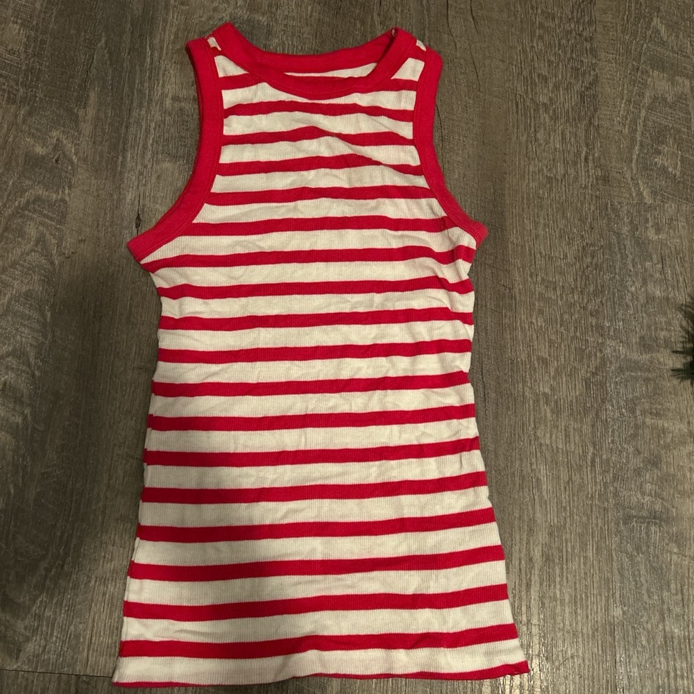 Red and White Striped Tank Top